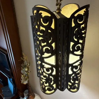 Ld vintage ornate hanging lamp with intricate metalwork