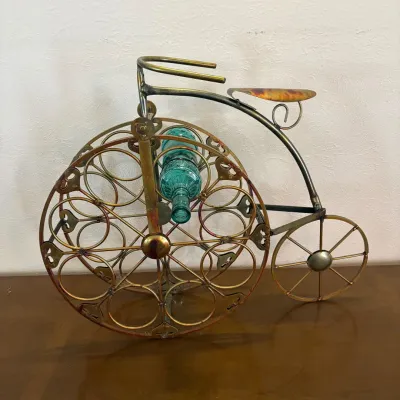 Hd metal bicycle wine rack holder with bottle