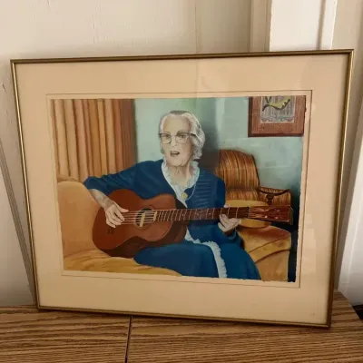 1985 Jacqueline De Campo Portrait of Vera McPherson De Campo Singing “Lara’s Tune” 30.5 in x 26 in