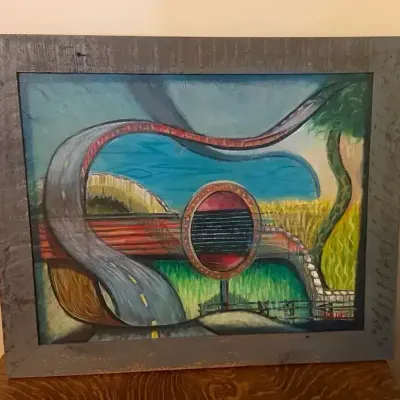 Toody Sparks Original Painting “Skyway” – Woody Guthrie “This Land Is Your Land”