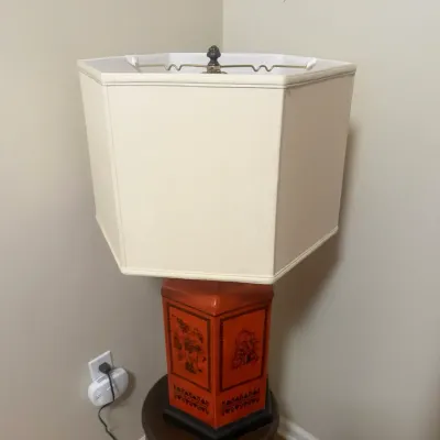 Asian-Inspired Decorative Table Lamp with Square Shade