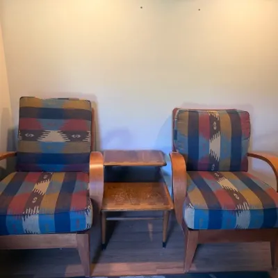 Lane Furniture Accent Chairs with Ethan Allen Upholstery & Side Table 