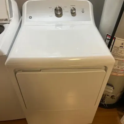 GE Front Load Electric Dryer, White  44” H × 27” W × 29.5” DGTD38EASWWS 7.2 Cu. Ft. 