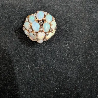 opal ring w/ natural diamonds 14 kt 9.9 grams $800.00