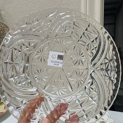 Anchor Hocking Stars and Bars Pressed Glass Plate Riscam5-26-174