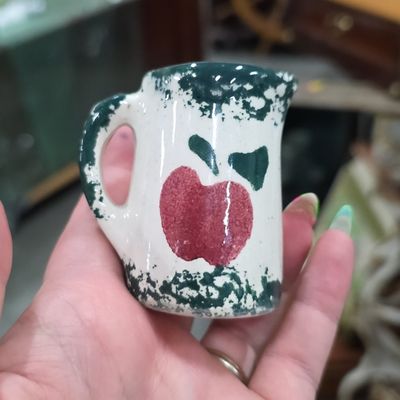 Vintage Spongeware Apple Motif Miniature Creamer