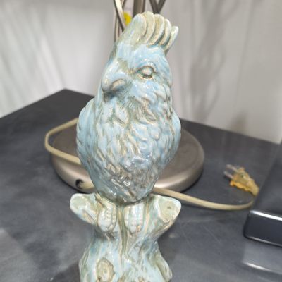 Mid-Century Ceramic Cockatoo Figurine on Tree Stump