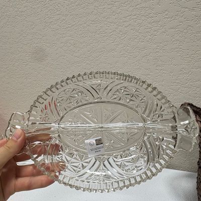 Anchor Hocking Stars and Bars Divided Relish Dish Riscam5-26-159