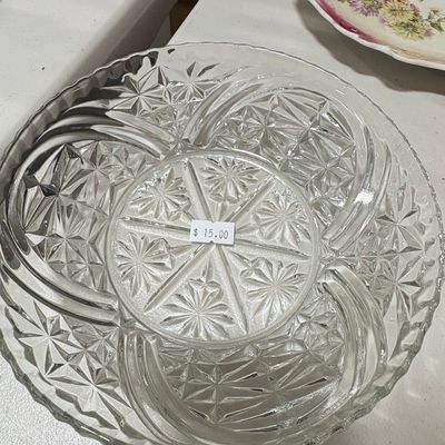 Anchor Hocking Stars and Bars Relish Dish Riscam5-26-165