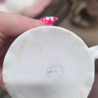 Antique German Porcelain 'A Present' Mustache Cup