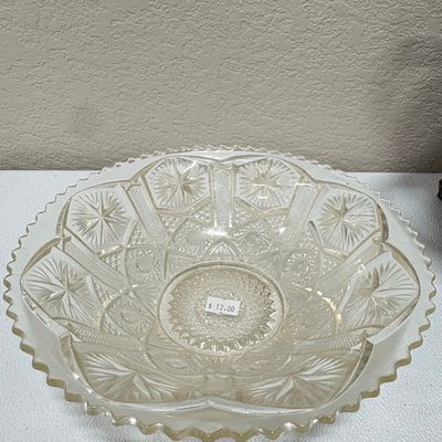 American Brilliant Cut Glass Bowl with Sawtooth Rim Riscam5-26-152