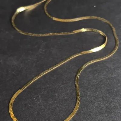 14K Gold Italy 1mm Flat Serpentine Chain Necklace, 24"
