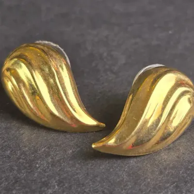 14K Gold Ridged Sculptural Earrings