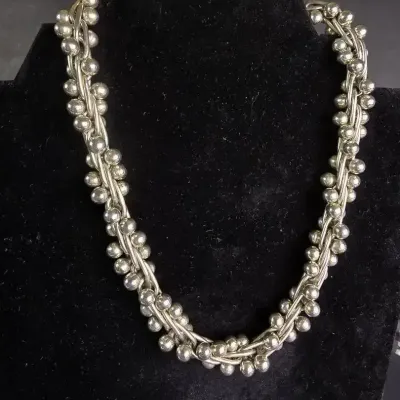 Sterling Silver Mexican Peppercorn Style Necklace 