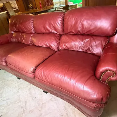 Hancock & Moore Red Leather Sofa - 84x42x34”
