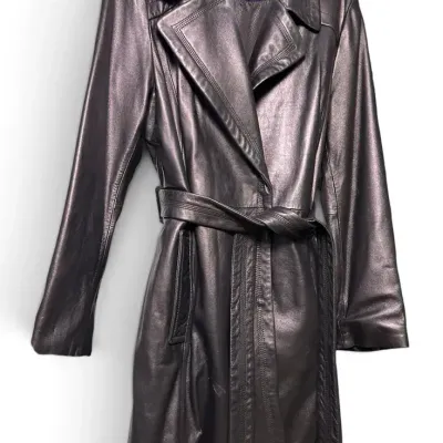 Wilson Leather Black Trench Coat - Size XL