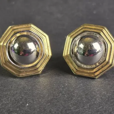 14K Gold Octoganal Beveled Earrings with Leverbacks