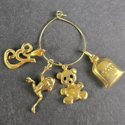 14K Gold Pendants on Charm Ring