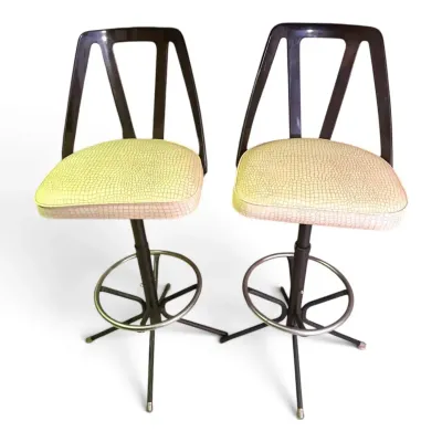 MCM Smoked Lucite Backed Barstools - Lot 2 of 2