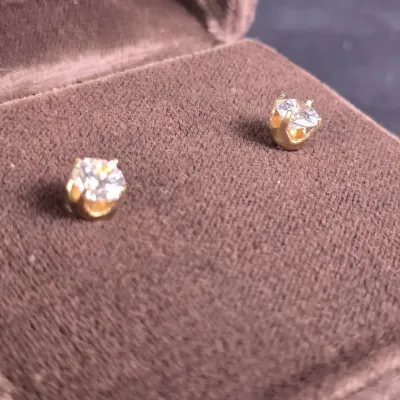 14K Gold Cubic Zirconica Earrings