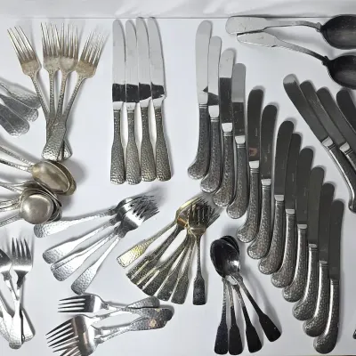 Vintage Hammered Flatware - The Main Course & Imperial International "Colonial" Stainless