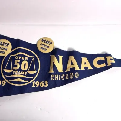 1963 NAACP Pennant & 2 Freedom March Buttons