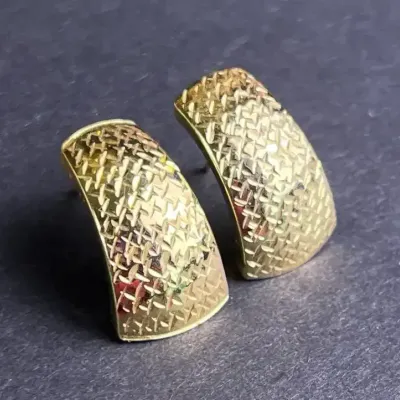 Italian14K Gold Textured Earrings