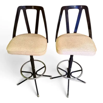 MCM Smoked Lucite Backed Barstools - Lot 1 of 2