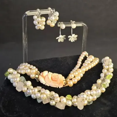 Cultured Pearl Necklaces & Earrings, Most Sterling Silver, Some With Semi-Precious Stone Accents 