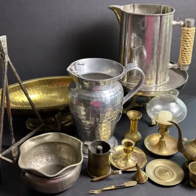 Metalware: Centerpiece Bowl, Hammered Aluminum Pitcher, Brass Decor & More