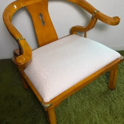 Schnadig Wood Armchair with Upholstered Seat