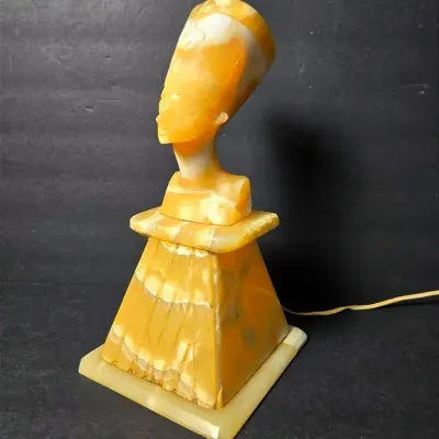 Onyx Egyptian Motif Lamp - 12"