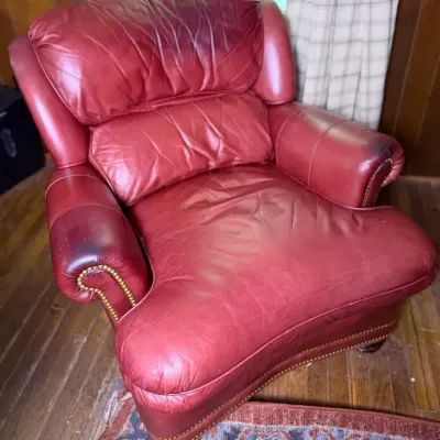 Red Leather Recliner - 37x38x35”