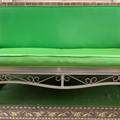 Vintage Green Vinyl Patio Glider - 78x28x34”