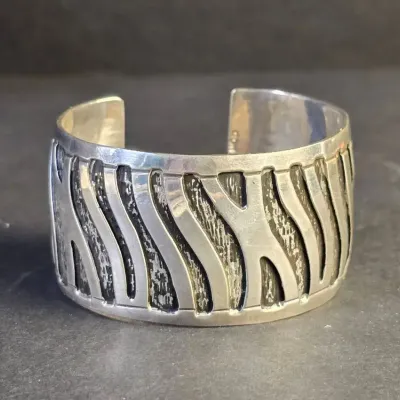 Mexican Sterling Silver Modernist Cuff Bracelet - 60.3g.