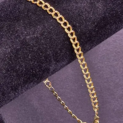 14K Gold Italy Double Curb Link Chain Anklet - 10"