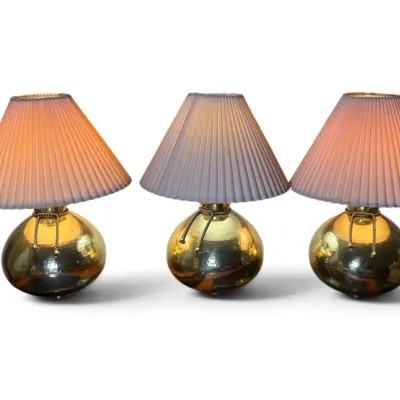 Hammered Brass Sack Lamps Trio 