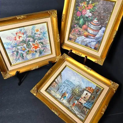 MCM Paintings on Board - Still Lifes & Paris Street Scene - 12"x14"