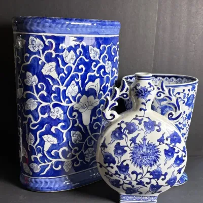 Blue & White Ceramics - Umbrella Stand & Vases