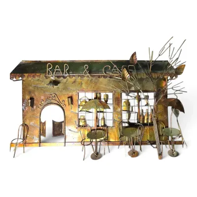 Vintage Enesco "Bar & Grill" Metal Wall Sculpture - 15x25