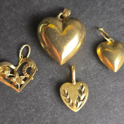 14K Gold Heart Pendants (4)