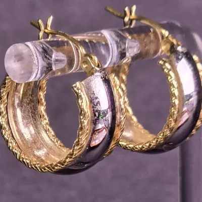 14K White & Yellow Gold Hoop Earrings