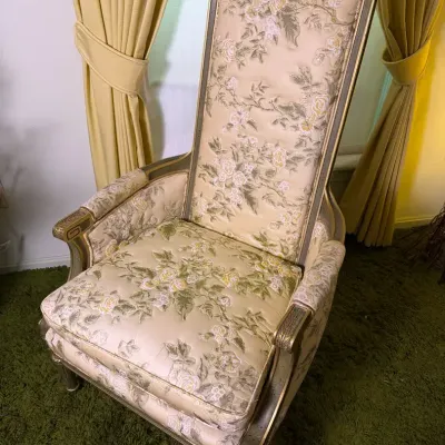 Vintage High Backed Floral Upholstered Chair - 26x26x45”