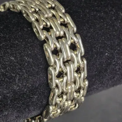 Taxco Mexican Sterling Silver Multi-Link Woven Bracelet 