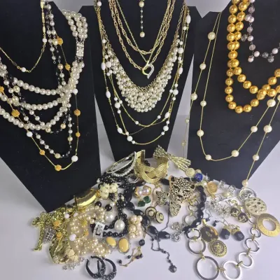 Faux Pearl, Gold & Silver Tone & Enamel Costume Jewelry