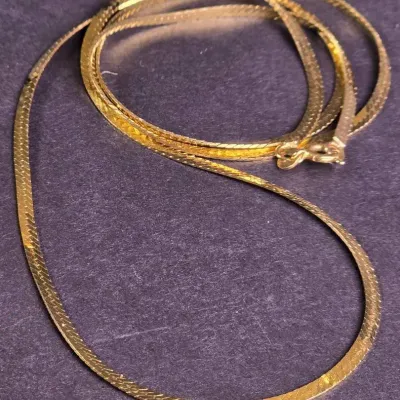 14K Gold Italy 2.3mm Herringbone Chain Necklace - 26"