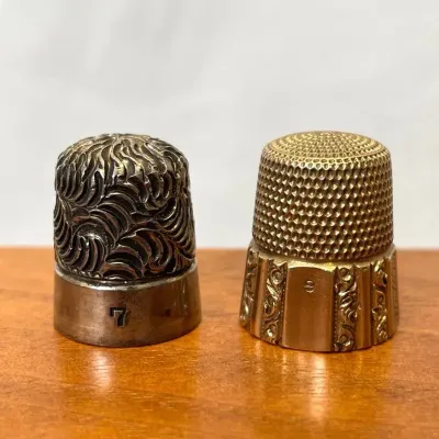 10k Gold And Sterling Silver Thimbles, 2pcs