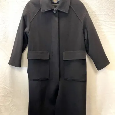 Women’s Pendleton Black Long Wool Coat, Size 8 