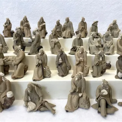 Chinese Shiwan Pottery Mudmen Figurines, 29pcs