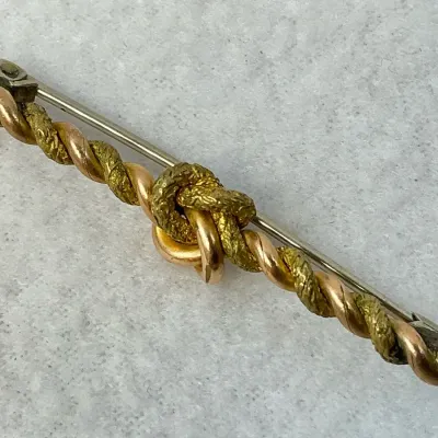 10k Gold Antique Bar Brooch C Clasp